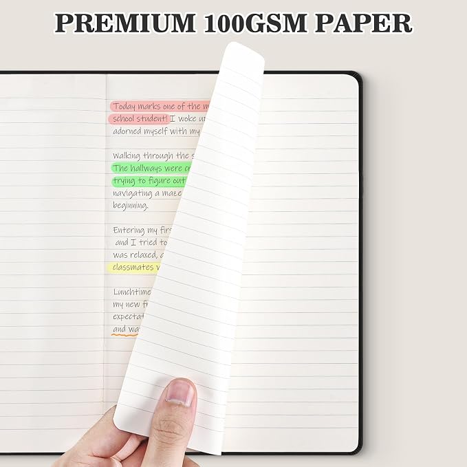 OMEYA Hardcover Journal Notebooks for Work: 4 Pack, A5 100gsm Lined Paper | Multicolor, 5.7" x 8.3", PU Leather Cover, Notebooks for Office, School, Meetings, Daily Plans and Personal Journaling