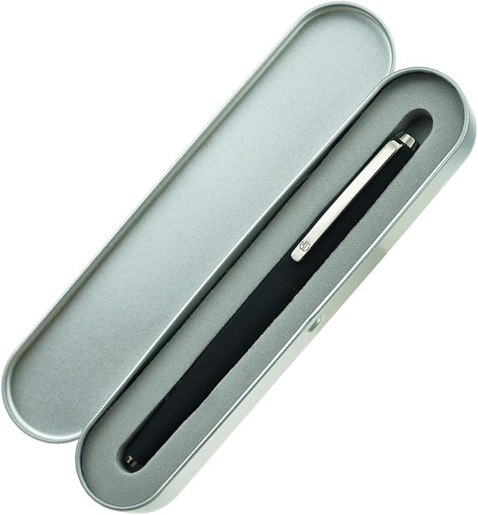 Hongdian 517D Matte Black Fountain Pen Extra Fine Nib, Warrior Series, Classic Design with Converter and Metal Box