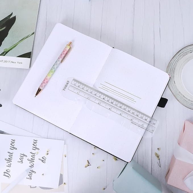 10 Pack Clear Ruler Bookmark Plastic Binder Divider A5 Straight Ruler Page Markers Today Planner Page Finders for A5 6 Ring Notebook Binder Refillable Journal