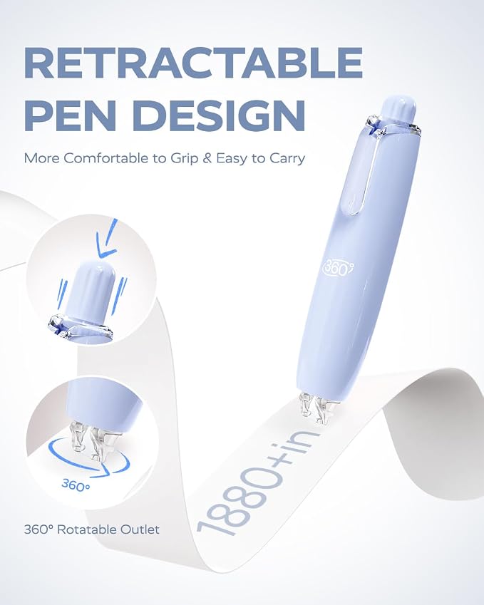 Four Candies Refillable Correction Tape, 4PCS White Tape with 4 Refills | Smooth White Pull-Out Tape for Instant Corrections, Easy to Use Applicator for Office, School Supplies (Blue)