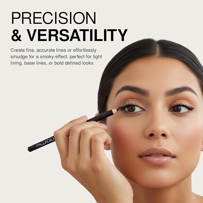Palladio Wooden Eyeliner Pencil, Thin Pencil Shape, Easy Application, Firm yet Smooth Formula, Perfectly Outlined Eyes, Contour and Line, Long Lasting, Rich Pigment, Bronze