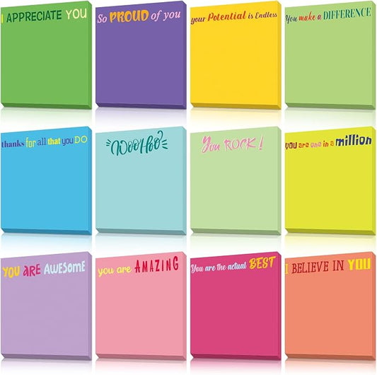 Yinder 12 Pcs Sticky Notes Gifts Bulk,Appreciation,Minimalist