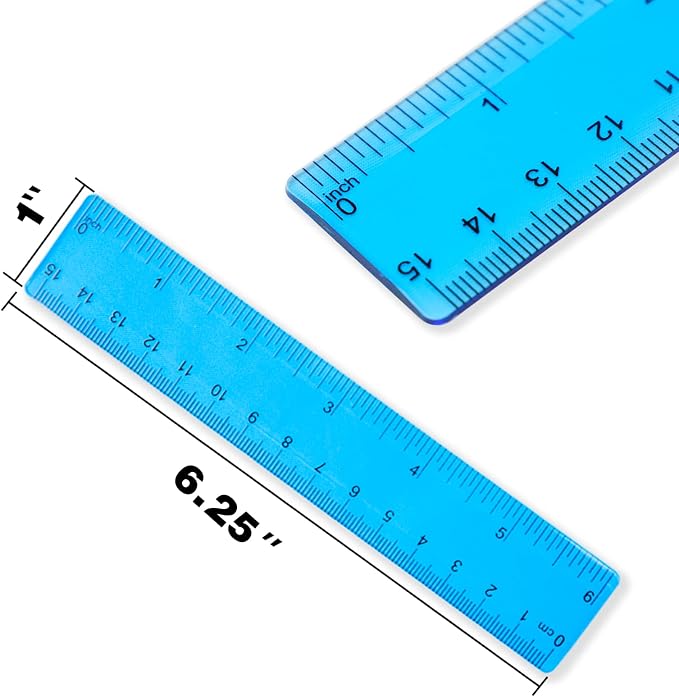 14 Packs 6 Inch Small Rulers for Kids, Plastic Ruler for School | Assorted Colors Plastic Ruler with Inches and Centimeters, Practical for Students Classroom, Office