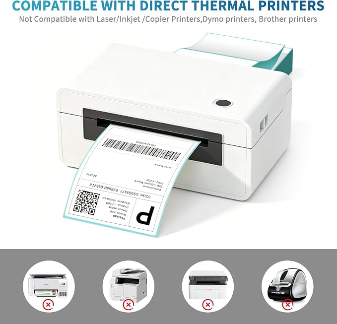 9527 Product Fanfold 4 x 6 Direct Thermal Labels with Blue Background Paper Perforated Shipping Labels for Thermal Printers, 100 Label per Stack, 1 Stack