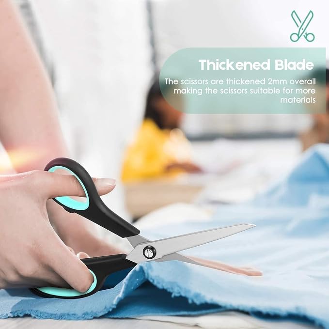 iBayam 8.5" All Purpose Sharp Black Scissors, Comfort-Grip Handles, 24-Pack | 2.5MM Thick Blade, School Student Teacher Classroom Must Have, Office Desk Home Sewing Fabric Supplies, Right & Left Handed