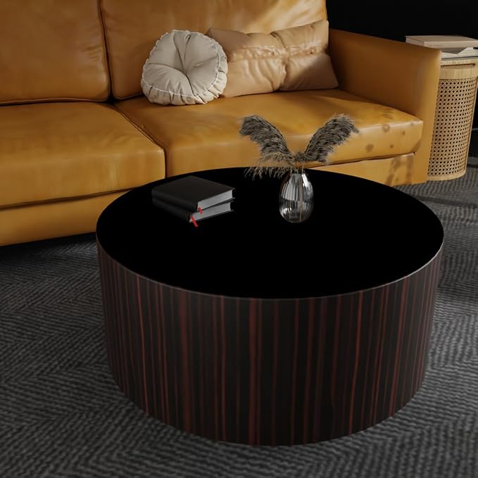 Small Round Table Cover - Can Be Used On Both Sides Waterproof and Easy to Clean Good Flatness Used for Coffee Table Dining Table(Black+Black Dia.24Inch)