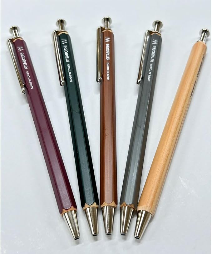 Kitaboshi 1.0mm Ballpoint Pen, Wooden Barrel, Adzuki Red (Burgundy), 1ea (W-600AZ)