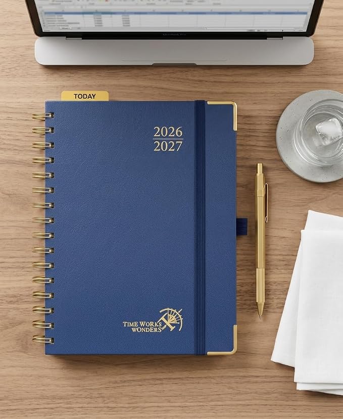 POPRUN 2026-2027 Weekly Planner 6.25" x 8.5" Weekly and Monthly Planner | Jul 2026 - Jun 2027 Daily Agenda Book with Hourly Schedule, Tabs, Hardcover, School and Office Supplies- Light Yellow