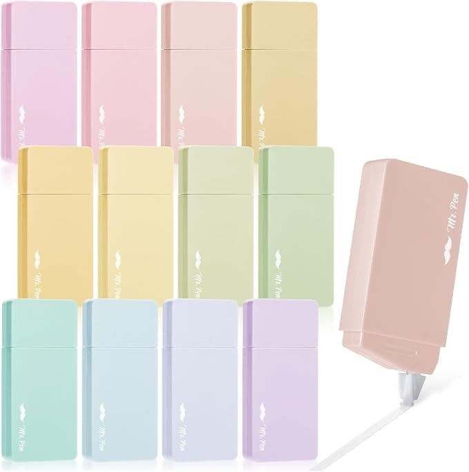 Mr. Pen- Aesthetic Correction Tape Bulk, 0.2" x 236", 12 pcs, Pastel Colors | Cute Correction Tape