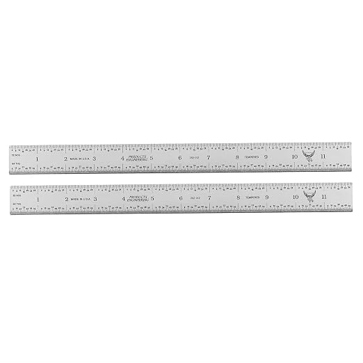 PEC Tools Rigid Machinist Metal Ruler, 12" x 300mm Stainless Steel Ruler Set of 2, Measurement Markings 1/32", 1/64", 0.5mm, 1mm for Machinists, Woodworkers, etc., Made in USA