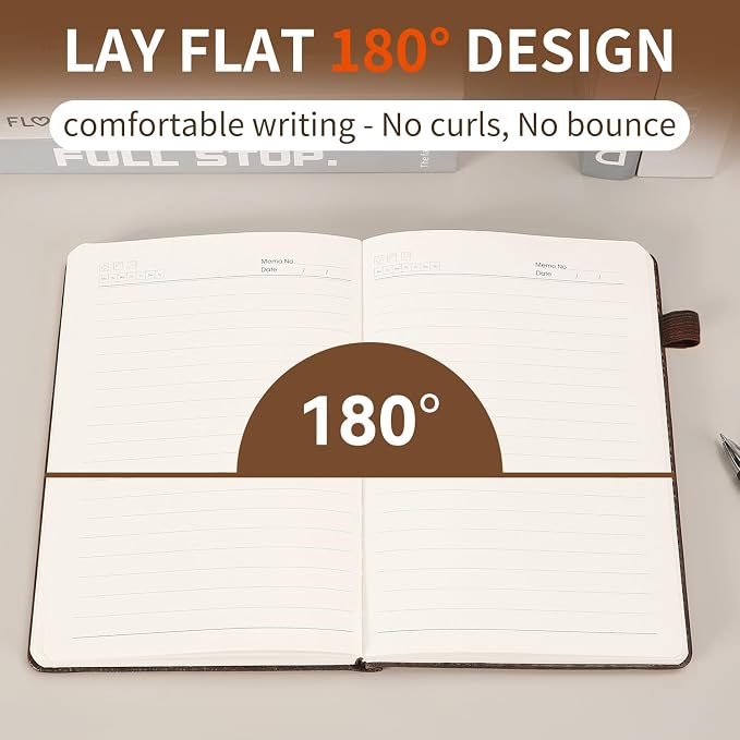 Lined Journal Notebook,256 Pages,A5 Size (5.7'' x 8.3''),Vintage Tree Growth Ring Leather Hardcover Journal,100 GSM Thick Paper,for Daily,Work,School,Note Taking(Brown)