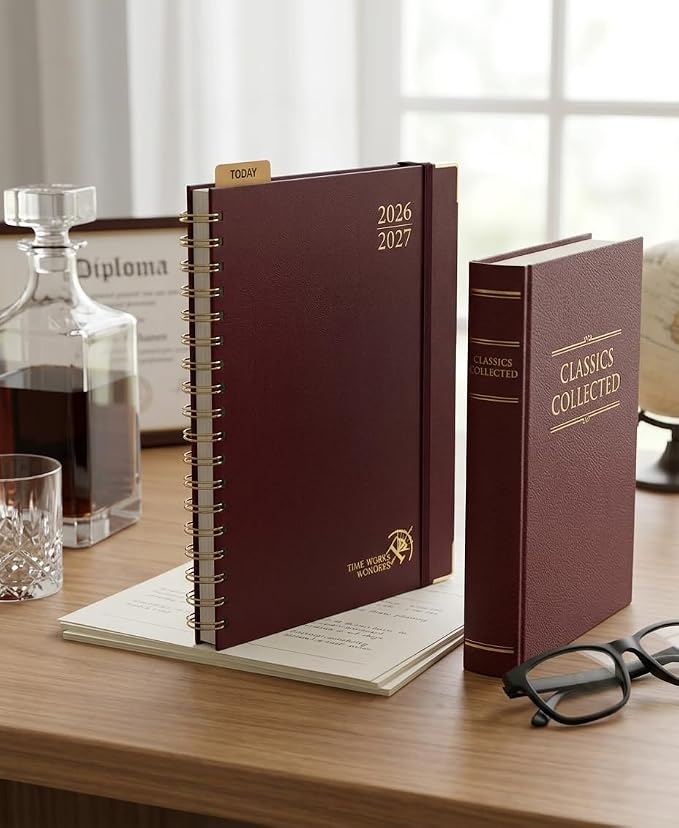 POPRUN 2026-2027 Weekly Planner 10" x 8"Weekly and Monthly Planner Calendar | Jul 2026 - Jun 2027，Daily Agenda Book & Appointment Book with Hourly Schedule, Tabs, Hardcover - Burgundy