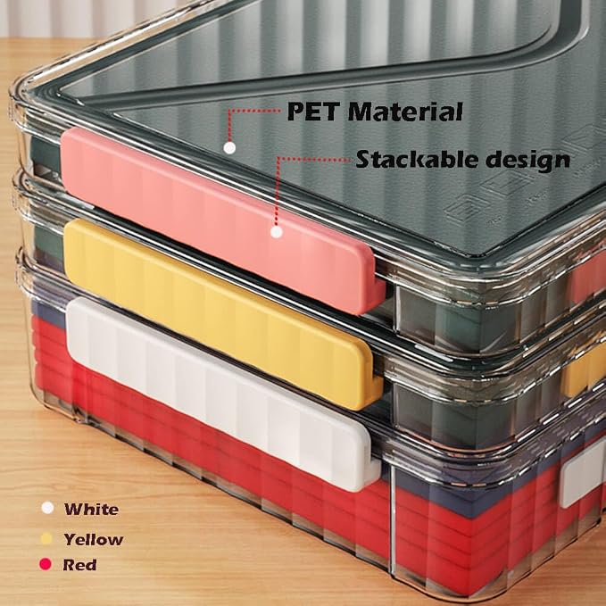2 Pack Document Storage Clear Plastic Storage Boxes with Lids Stackable Storage Bins Paper Storage Box Containers for Organizing A4 File Paper, Document, Photo, Scrapbook