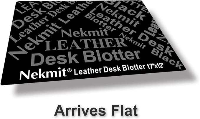 Nekmit Leather Desk Blotter Pad 17 x 12 Inches, Flat, Non-Slip, Waterproof, Black