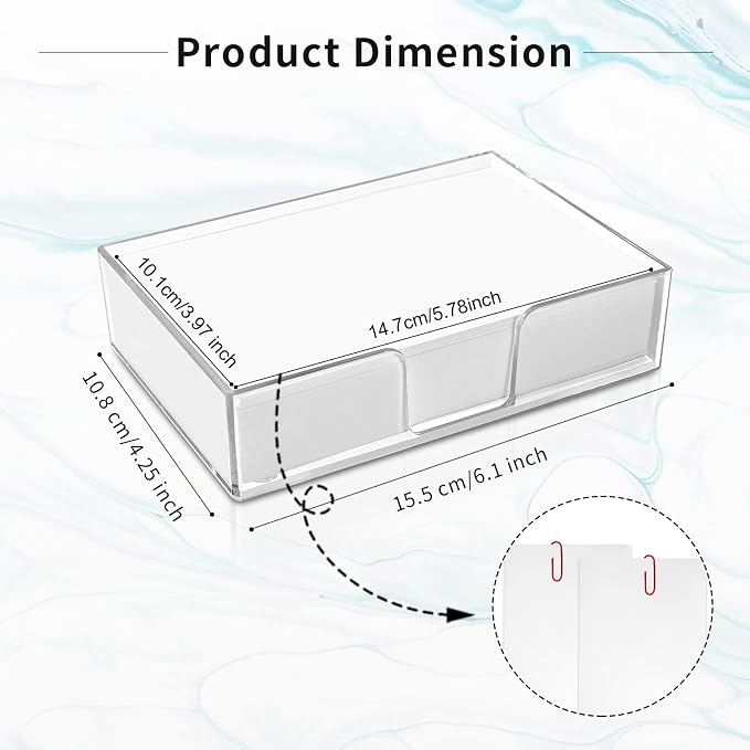 300 Sheet 4x6 Memo Holder Desk Notepad Tray Pad Paper Memo Sheets Non Sticky Memo Pads 4x6 Acrylic Notepad Holder for Desk School Organization Planning（Internal Size: 3.97 × 5.78 Inch）