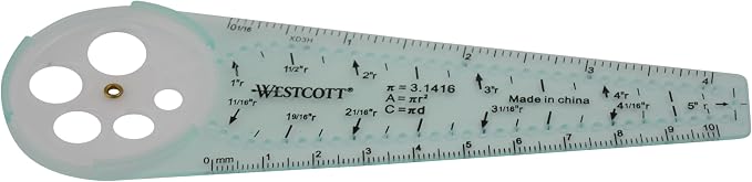 Westcott 00516 Safety Compass for Geometry, Drafting, Classrooms, Crafters and Artists, Shatterproof, Translucent Drawing Compass Creates Perfect Circles from 1/4-Inch to 10 Inches