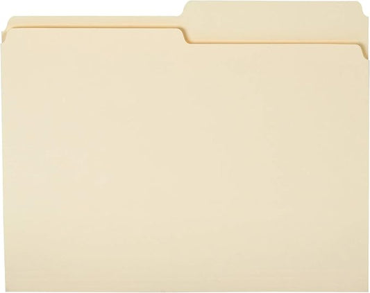 Amazon Basics Manila File Folders, Letter Size, 1/2 Tab in Left and Right Positions, 8.5" x 11", 36-Pack