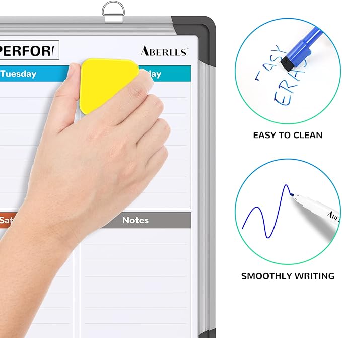Weekly Calendar Whiteboard for Wall, 16x12 Inches Dry Erase Board, Small Magnetic White Board, Double-Sided Hanging Board for Office School Home Kitchen, Portable Board for Drawing Planning To Do List