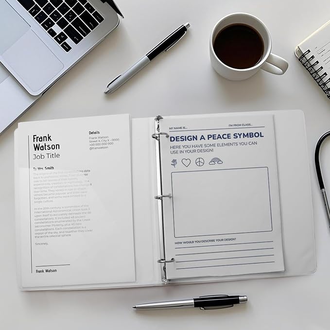 1-inch 3-Ring Binders, 1'' Round Rings Binder, US Letter Size 8.5 x 11'', 200 Sheet Capacity, ClearVue Presentation View, Non-Stick, White (1)