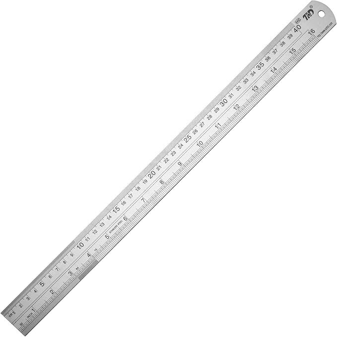 ZZTX Metal Ruler 16 Inches Stainless Steel 1 Pack | Rust-proof, Straight edge, Precise markings, Clear read