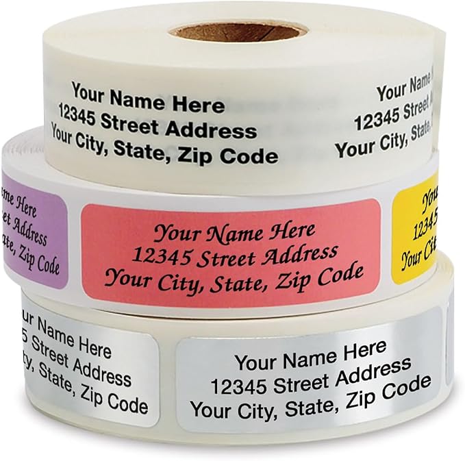 Colorful Images Return Address Labels, 3/4" x 2 1/2" | Silver Metallic Foil, 500 Count, Self-Adhesive , With Dispenser, Customize with Name & Shipping Address