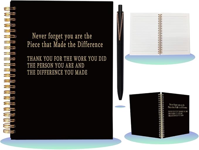 Appreciation Gifts Spiral Notebook with Pen Set - A5 College Ruled Lined Journal, Thank You Gifts for Coworkers Employees Teachers, Farewell Goodbye Gifts for Men Women, 80 Sheets Hardcover