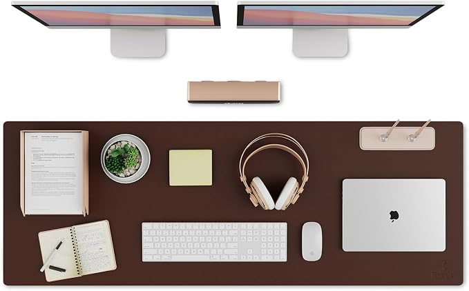 K KNODEL Extra Large Desk Mat, Leather Mouse Pad (47.2"x17", Dark Brown) | Desk Pad, Keyboard Pad, Computer and Laptop Mat, Desktop Protector and Cover, Writing Pad and Blotter for Home Office