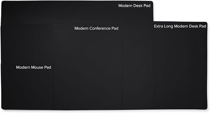 Leatherology Premium Black Modern Mouse Pad – Full Grain Leather Desk Pad with Microsuede Base & Slim Travel Design