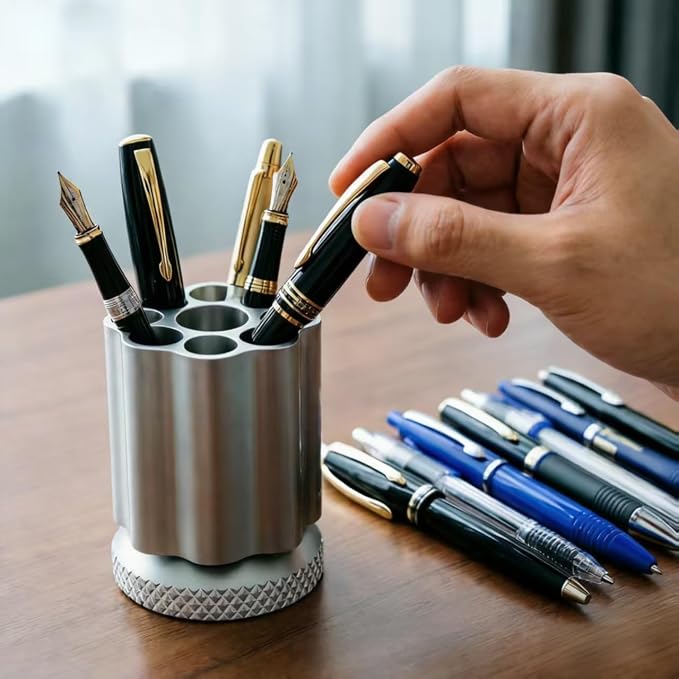Rotating Revolver Pen Holder, Gun Cylinder Pen Holders, Favorite Pencil Holder and Perfect Stationery Supplies (Black)