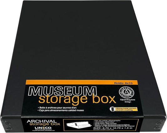 Lineco Museum Archival Storage Box, Drop Front, 8.75x10.75x1.5 in, Black | Acid-Free with Metal Edge, Preserves Picture Longevity, Organize Photos, Newspapers, Prints, Documents, Crafts, DIY