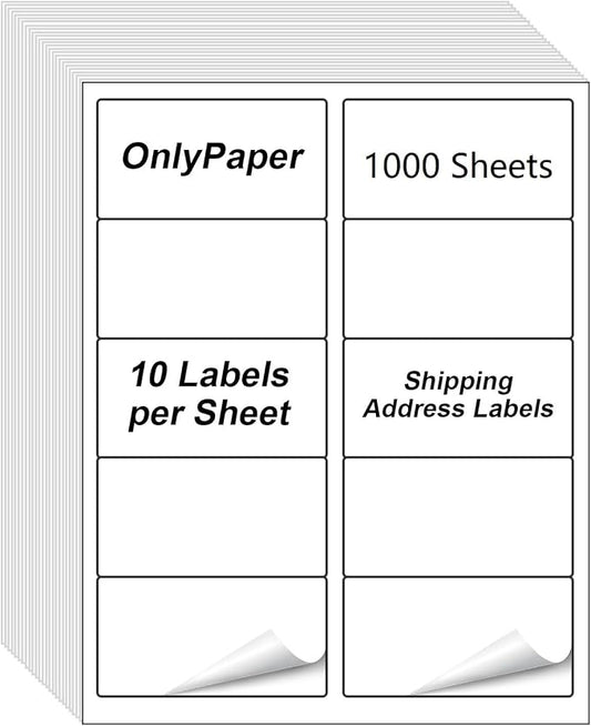 2" x 4" Shipping Labels - 1000 Sheets 10 Up Self Adhesive Mailing Labels, 10000PCS Address Labels for Laser & Inkjet Printers, Handwrite-Friendly