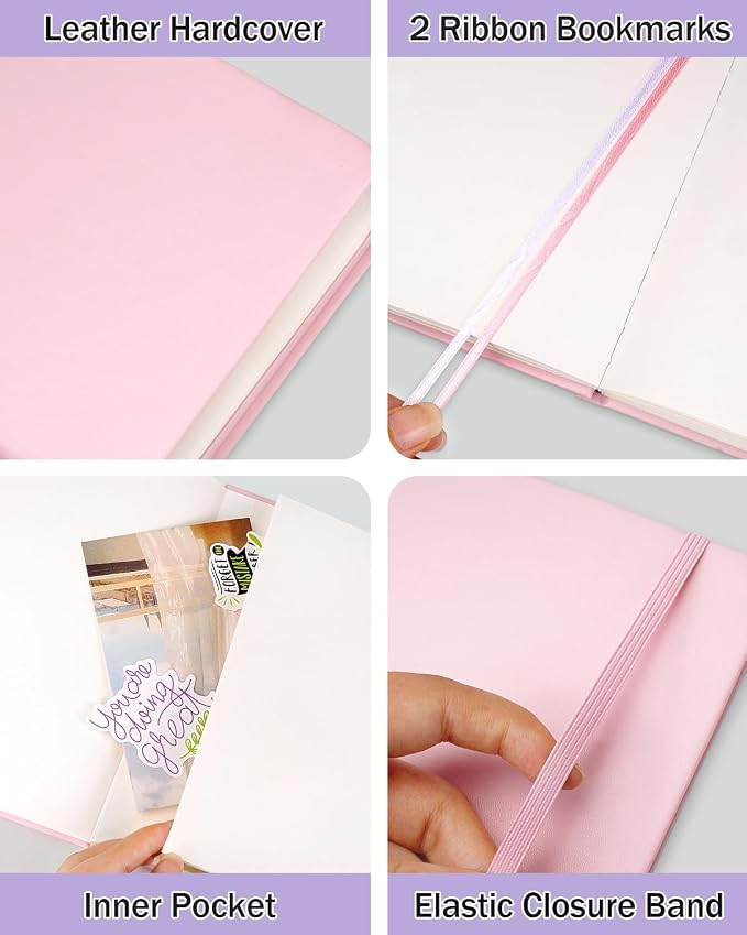 Dynta Blank Journal Notebooks for Women Men, 6 Packs A5 Hardcover Sketchbook, 200 Pages/100 Sheets Unlined Paper, 6 Colors, 5.8" x 8.4" Plain Journals bulk for Writing, Sketching, Drawing