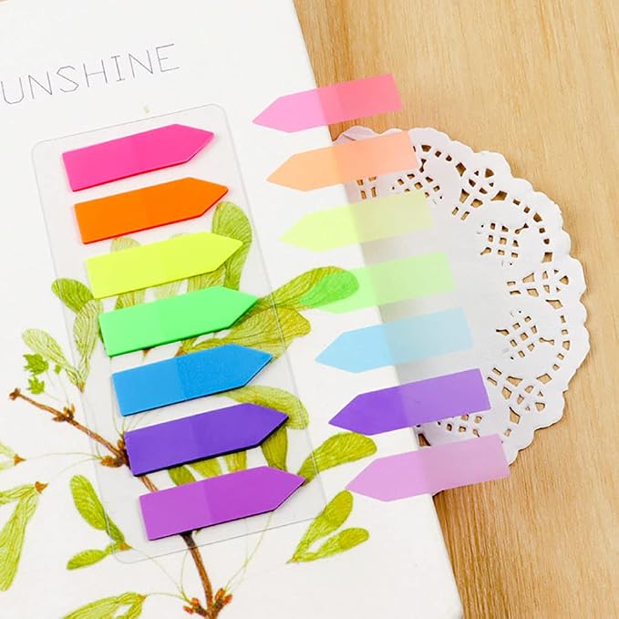 Sticky Notes Flags 1120 Pcs, 7 Color Index Tabs Index Flag Bright Colors Page Index Stickers Translucent Page Makers for Page Bookmarks (Arrows)