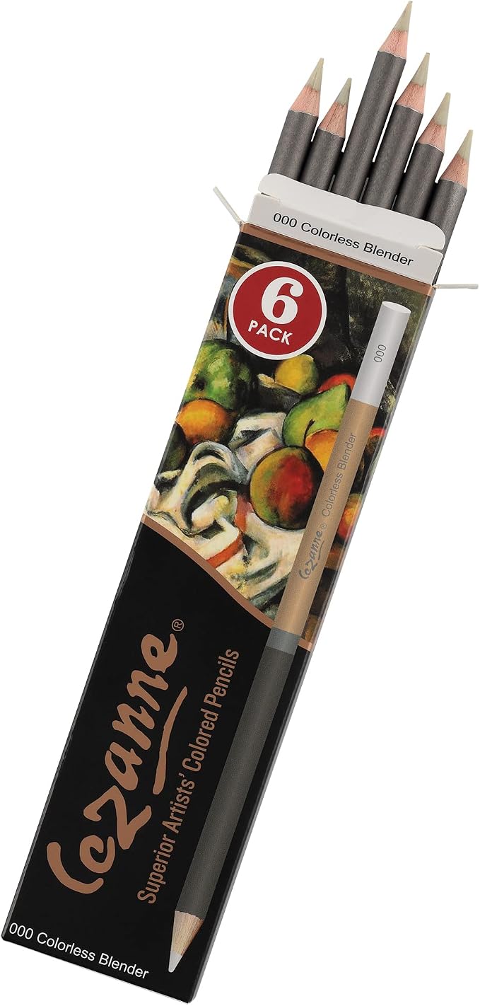 Cezanne Creative Mark Premium Colorless Blender Pencil 6 Pack - Highly-Pigmented Drawing Pencils - Coloring Pencils for Drawing, Blending, Coloring, and More