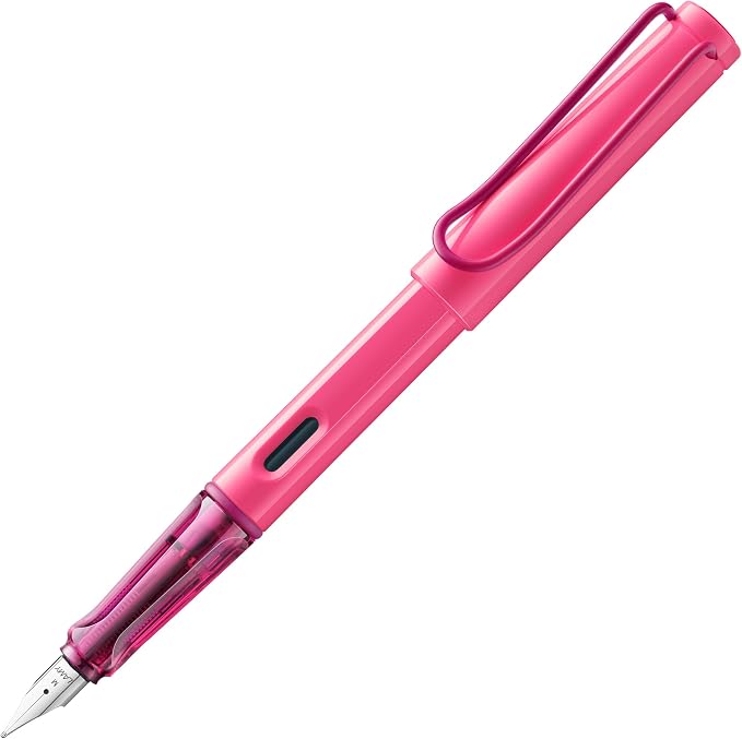 LAMY safari neonpink - Fountain Pen with ergonomic grip & polished steel nib in size M - ideal for any Writing & Calligraphy - including LAMY T 10 blue cartridge - Right-Handed