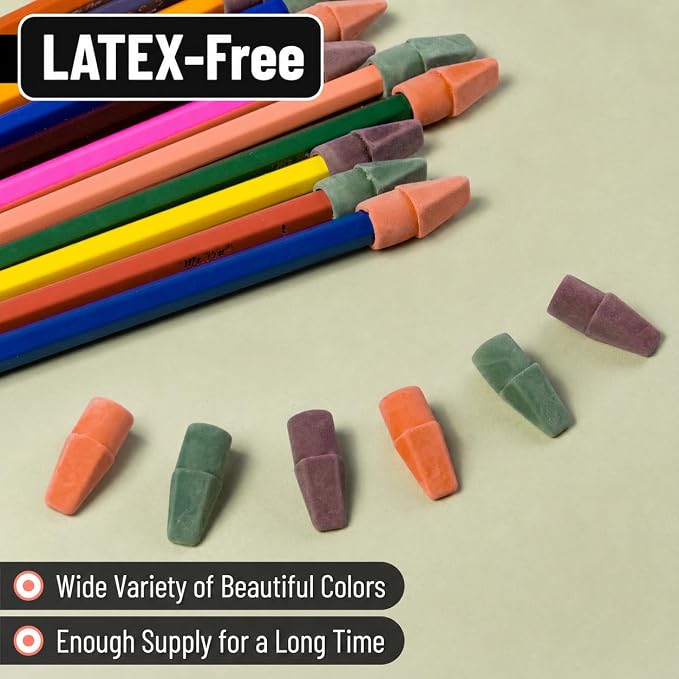 Mr. Pen- Pencil Erasers Toppers, 30 Pack, Colorful | Mr Pen Erasers for Pencils