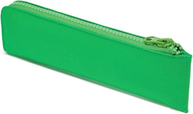Oxford Pencil Case Slim Pencil Pouch Durable Zipper Stationery Bag Small Travel Use（Grass green/Oxford）