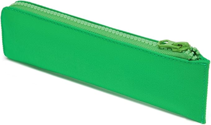 Oxford Pencil Case Slim Pencil Pouch Durable Zipper Stationery Bag Small Travel Use（Grass green/Oxford）