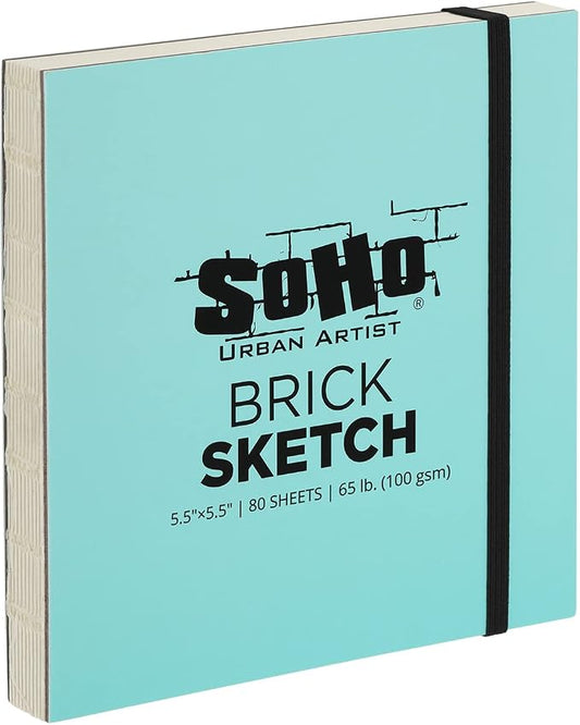 SoHo Urban Artist Brick Sketchbook Journals for Sketching, Drawing, Colored Pencils, Graphite, and More - Sketch 5.5"x5.5" (100 GSM, 80 Sheets)