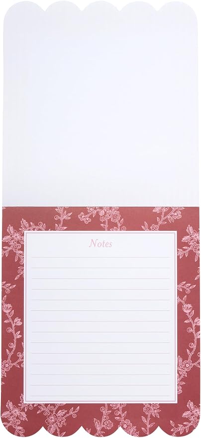 Laura Ashley Layered Notepad - 6.5 x 7.5 Inch 3-in-1 Color Writing Pad with 150 Lined Tear-Off Sheets with Sturdy Backboard for Home, Grocery & Office, Size 7X8, Burgundy Bloom