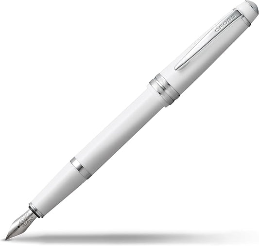 Cross Bailey Light Polished White Resin Extra-Fine Nib Fountain Pen - Professional Pen for Effortless Writing - Journaling, Note-Taking & More - Black Ink - Easy Handling - Includes Gift Box