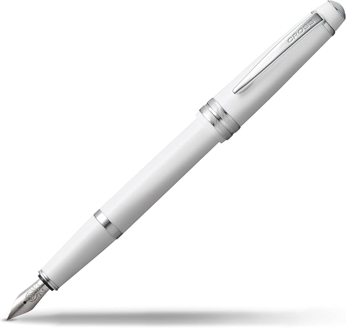 Cross Bailey Light Polished White Resin Fine Nib Fountain Pen - Professional Pen for Effortless Writing - Journaling, Note-Taking & More - Black Ink - Easy Handling - Includes Gift Box