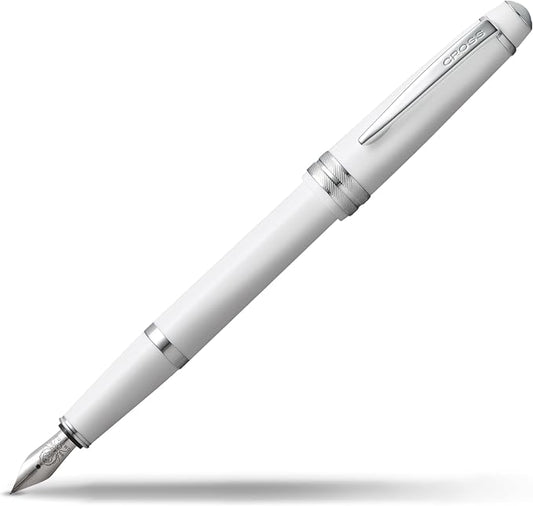 Cross Bailey Light Polished White Resin Fine Nib Fountain Pen - Professional Pen for Effortless Writing - Journaling, Note-Taking & More - Black Ink - Easy Handling - Includes Gift Box