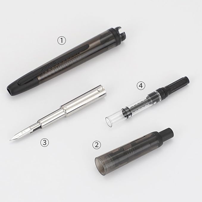 Jinhao 20 Press Retractable Fountain Pen EF/F Nib with Converter Resin Writing Gift Pen transparent Black
