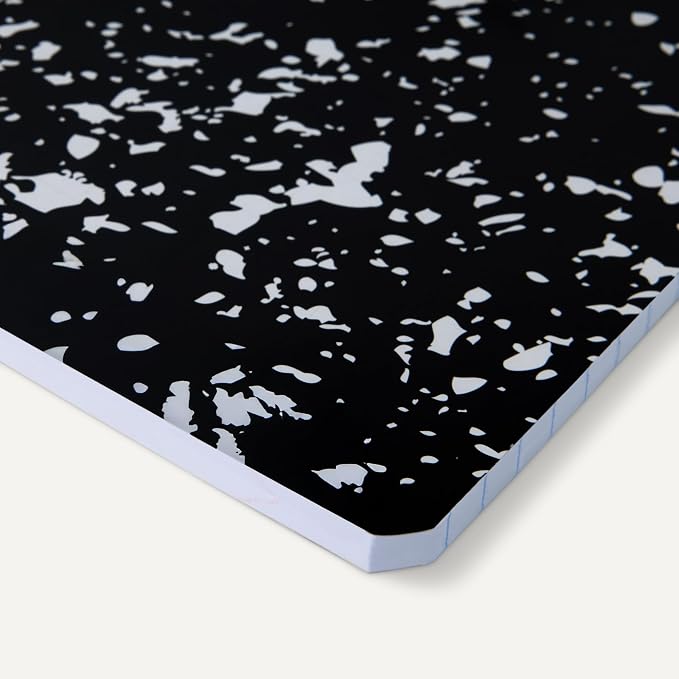 Amazon Basics Composition Notebook, Wide Ruled, 100 Sheets, 1 pack, Marble Black, 9.75" x 7.5" for School, Home, and Office Use