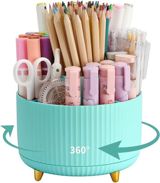 Camelmother 360°Rotating Pen&Pencil Holder For Desk With 5Slots Cute Office | Spacious Beautiful & Durable For Teachers Students Workers Easy Storage for Pens Stationery