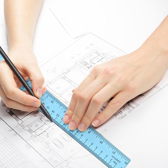 12 Inch Clear Ruler, Kids Ruler, School Ruler, Colored Plastic Rulers, in and cm, Pack of 7