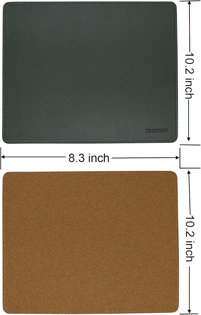 Leather Mouse Pad - Wood Mouse Pads with Stitched Edge,PU Non-Slip Mouse Mat,Double Side Mousepad,Waterproof Gaming Mouse Pad for Desk,Laptop,Office & Home,10.2" x 8.3",1 Pack(Blackish Green)