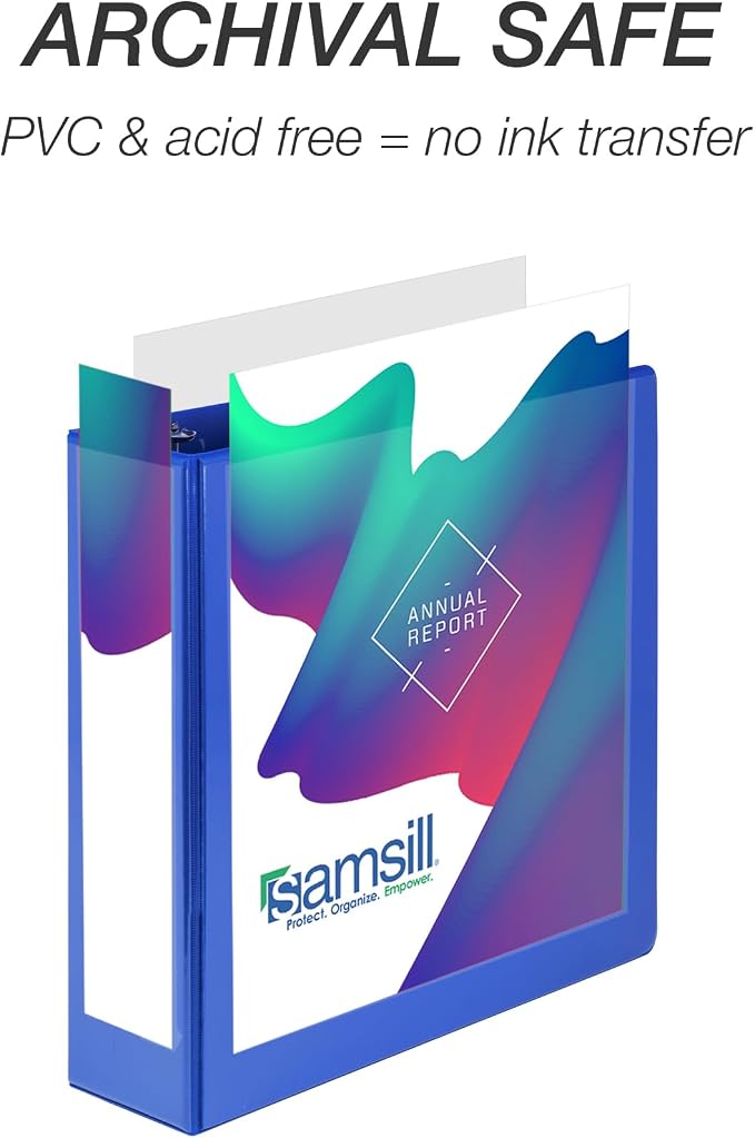 Samsill 3 Inch 3 Ring Binder, Economy Round Ring, Clear View Cover, 550 Sheet Capacity - for School, Home, Office -Dark Blue
