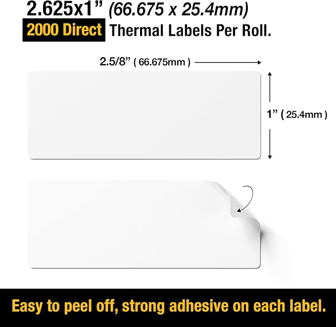 2 5/8" X 1” Direct Thermal Labels 2000 Per Roll Perforated | Quality 2 5/8" x 1” direct thermal labels 2000, designed for everyday use.